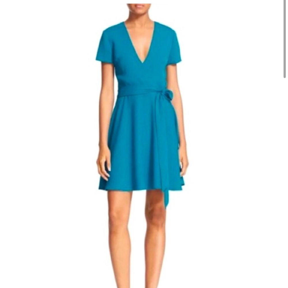 Alice + Olivia Dark Turquoise Adrianna Faux Wrap Dress Size 2